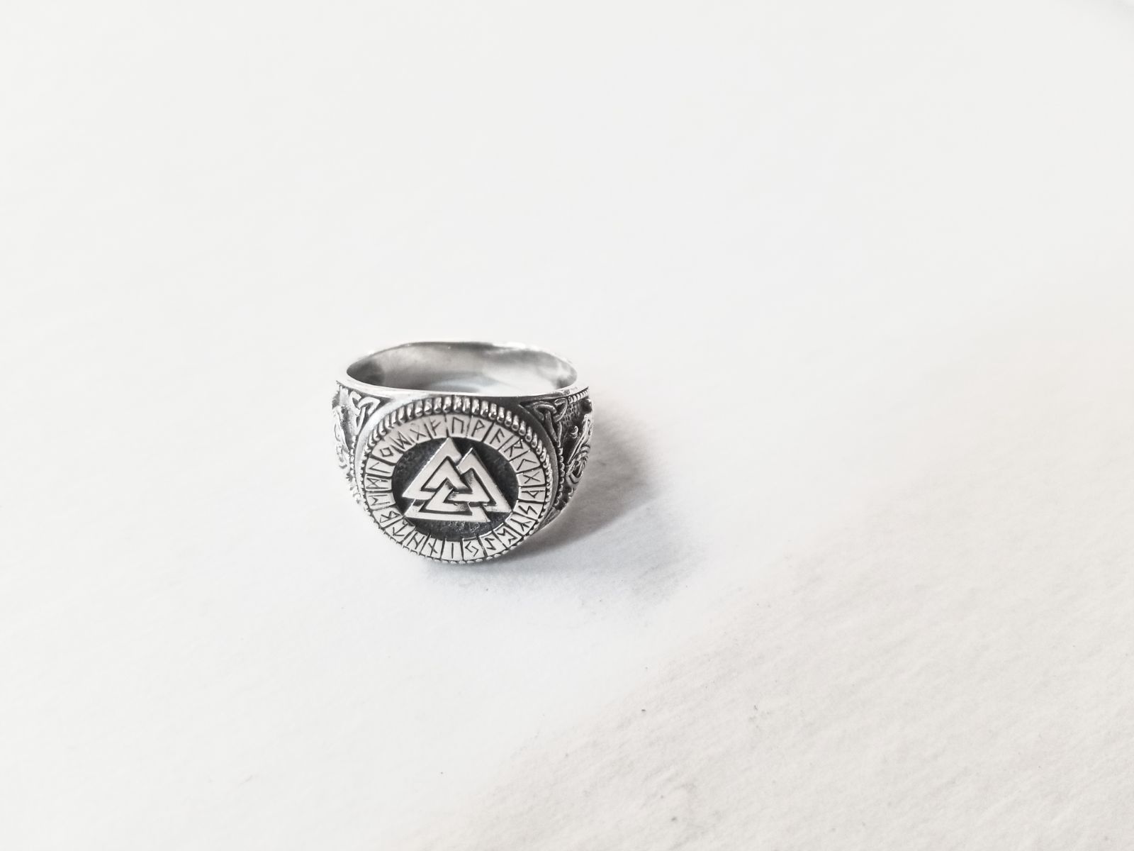 Sterling Silver Valknut ring size 13