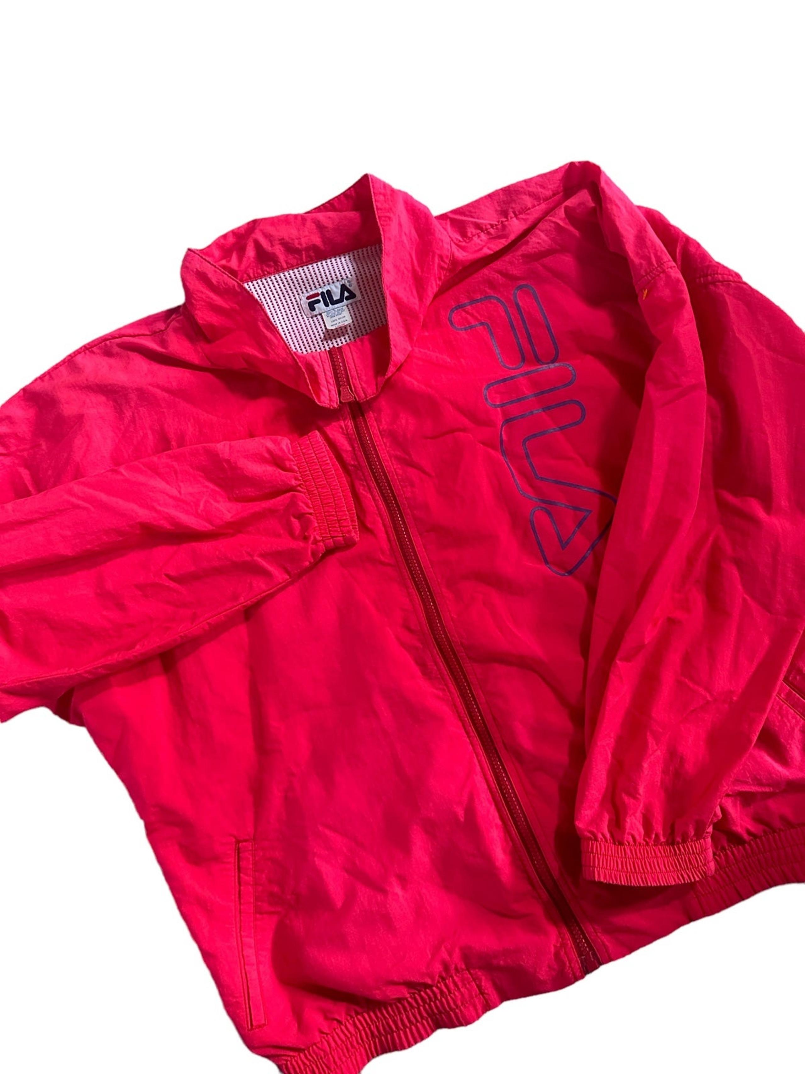 Womens Vintage FILA Made in the USA Logo Windbreaker Zip up Jacket Large