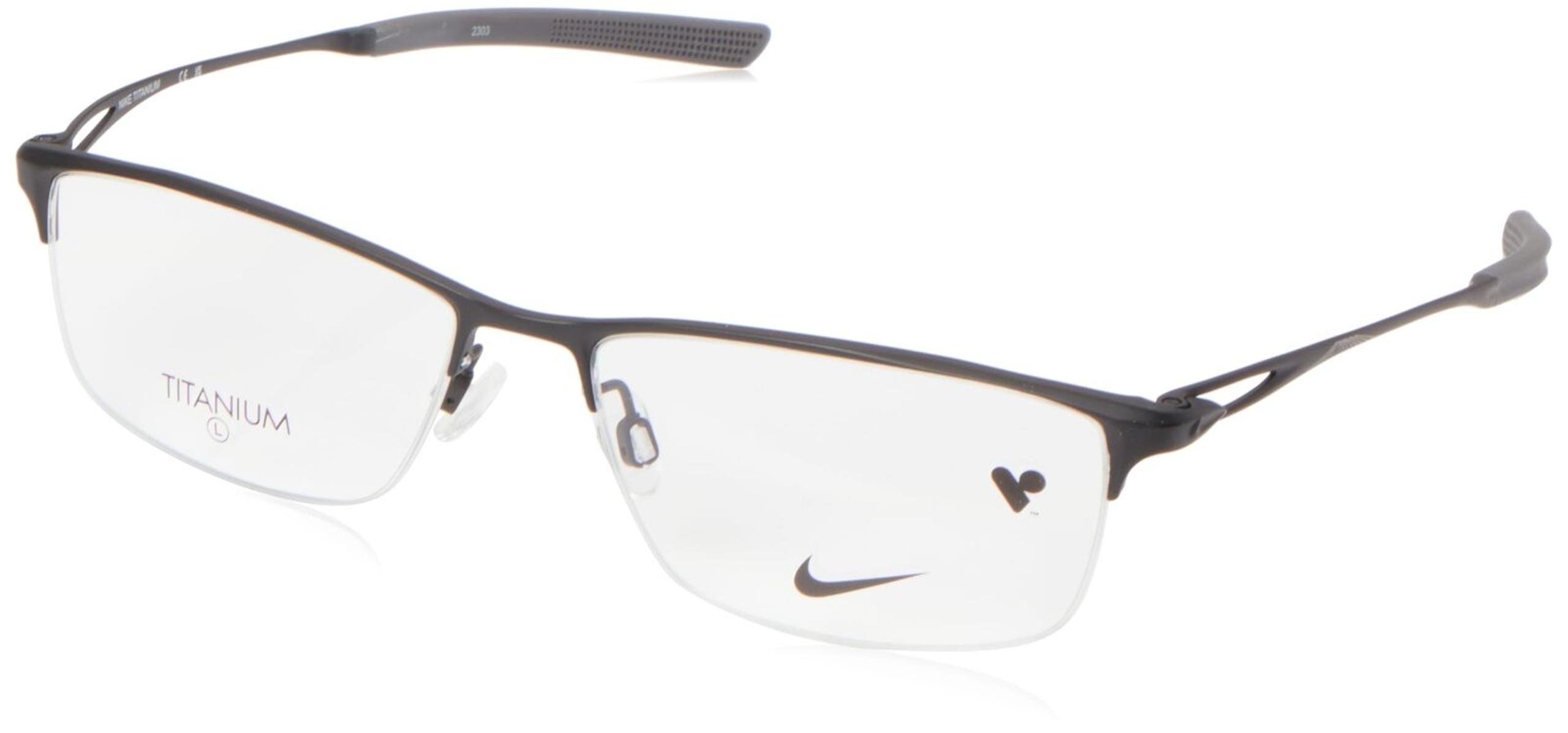 New NIKE NK-6064 001 Satin Black & Grey TITANIUM Eyeglasses 56/16/145