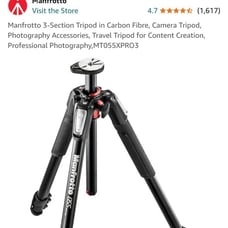 Manfrotto Professional Fluid Head 3 Section Carbon Fiber Tripod Videography