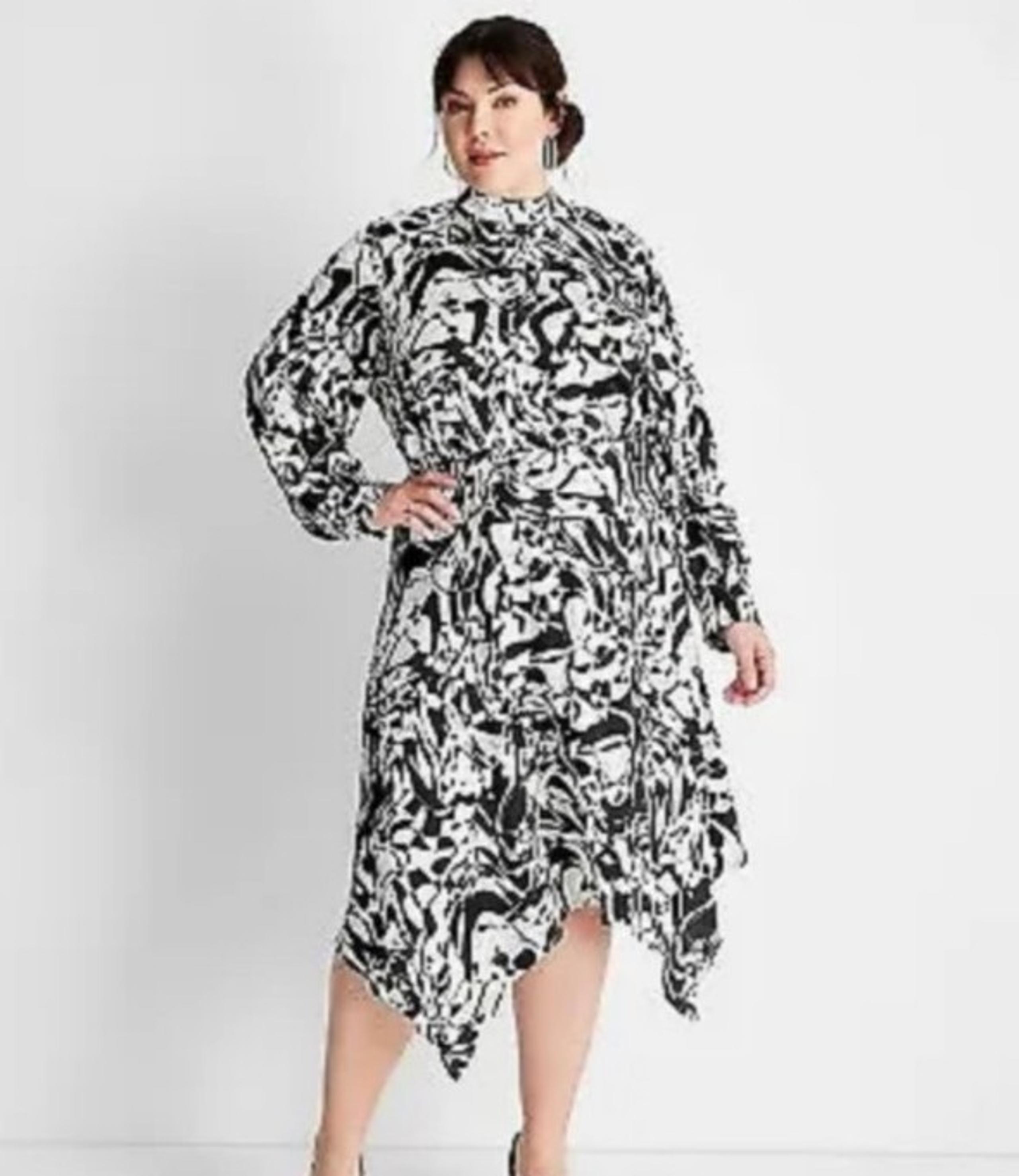 Future Collective Size 4x Long Sleeve Asymmetrical Dress
