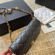 Classic LOGO plaid black clutch bag