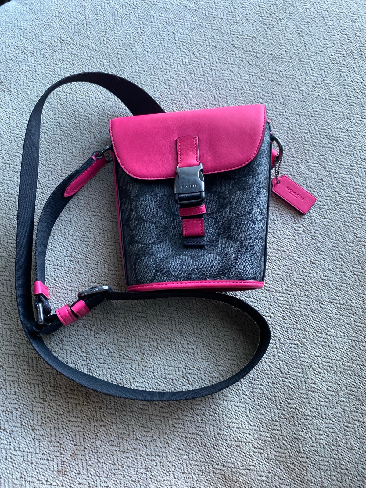 Coach black and pink track crossbody