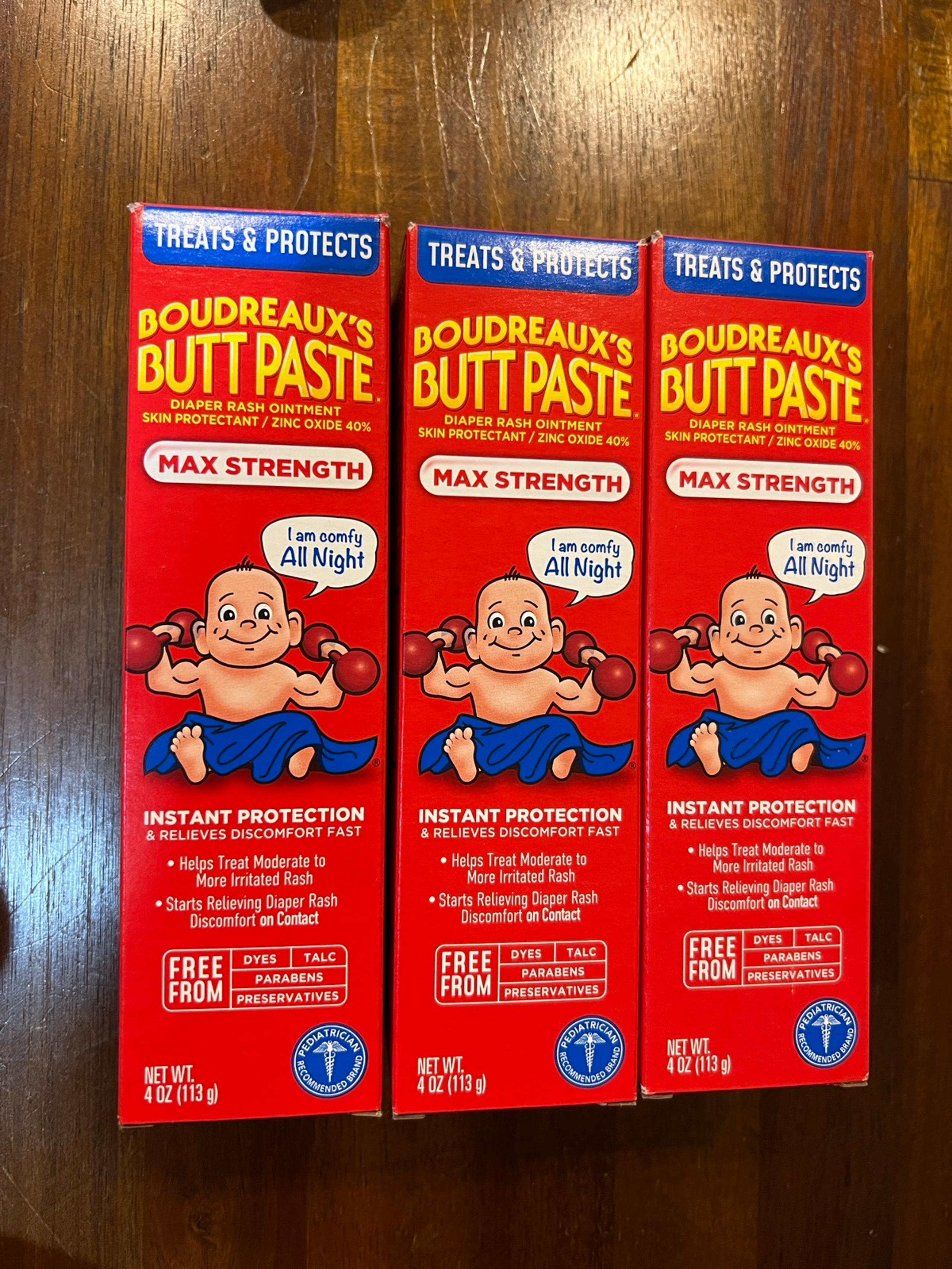 New！ Boudreaux's Butt Paste Baby Diaper Rash Cream Maximum Strength - 4oz*3