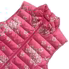 J. Jill Puffer Vest Quilted Sleeveless Full Zip Pink Spring Floral Size XS EUC