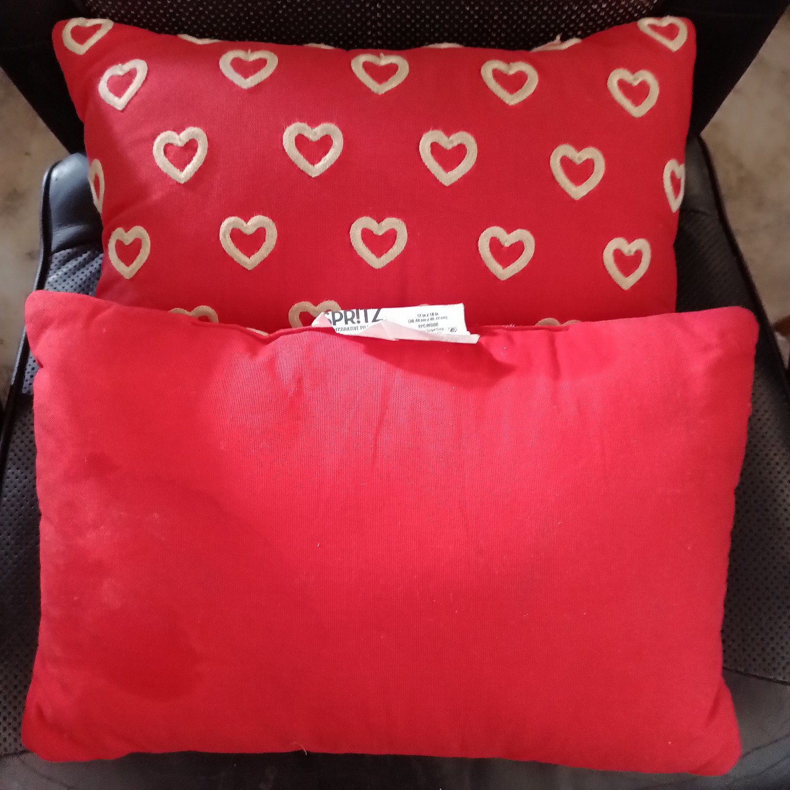 Red pillows with heart