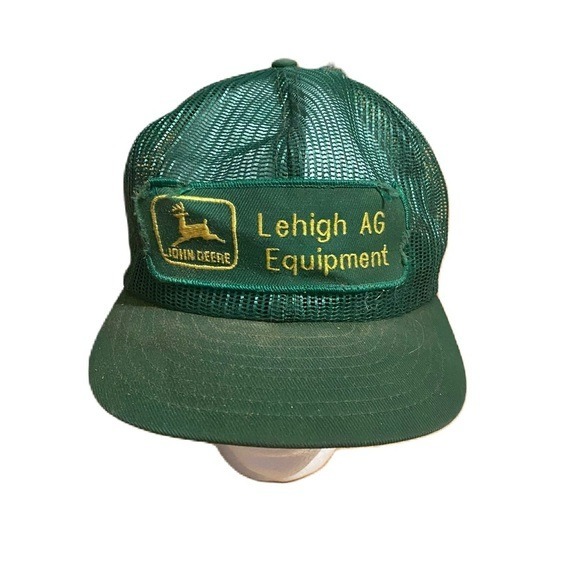 Vintage John Deere Mesh SnapBack Made in USA Hat Green Yellow Patch Tractor