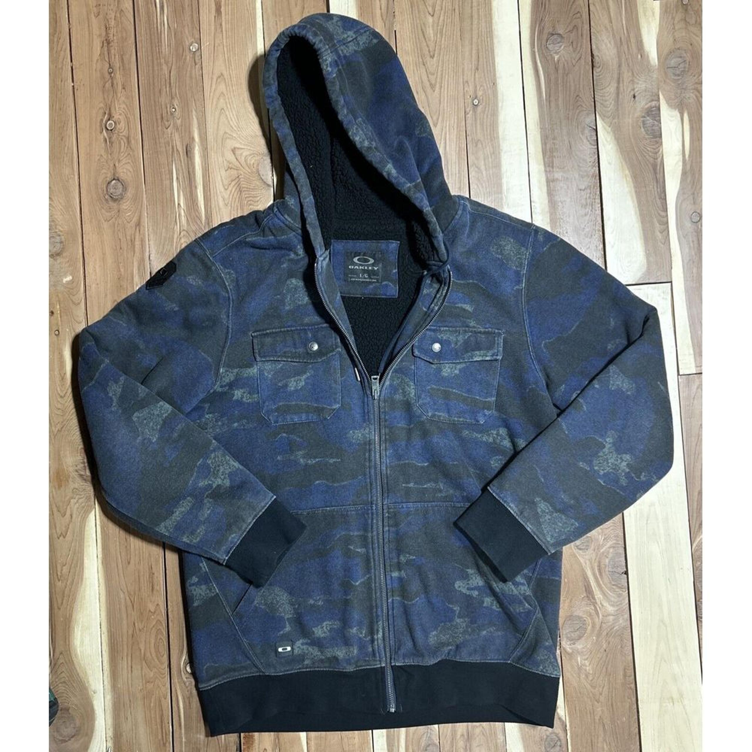 2015 Oakley Agent Hoodie/Full Zip/Camo Logo, Men's Large, Color: Blue GUC