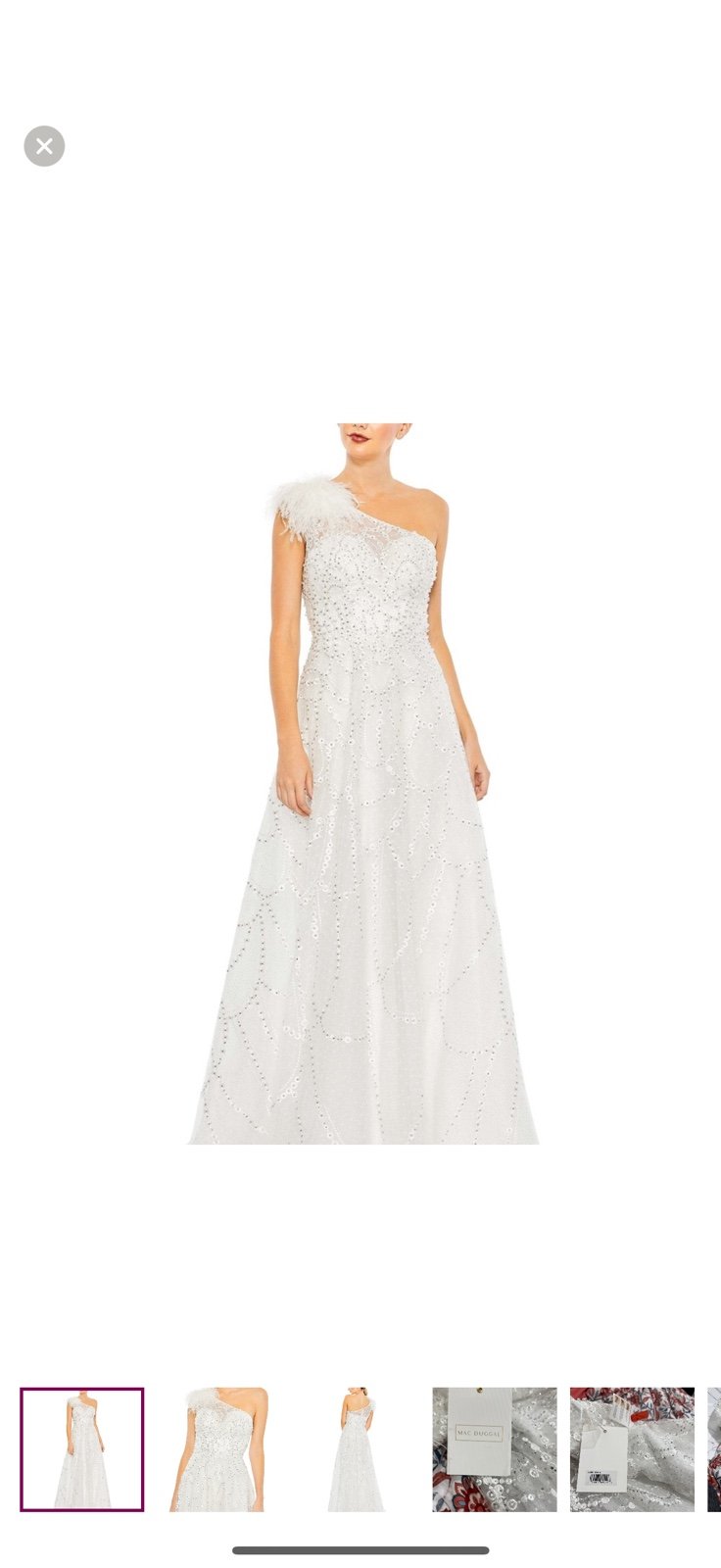 Mac DUGGAL Elegant White One-Shoulder Gown size 8 new with tag