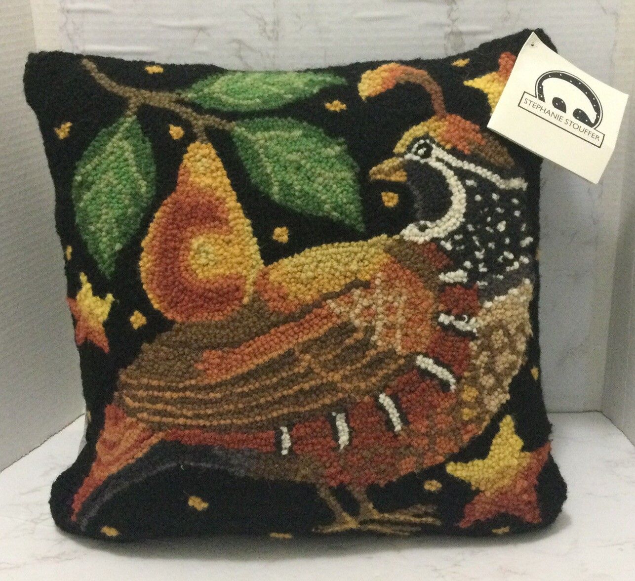 Peking Handicraft Winter Partridge Needlepoint Throw Pillow 16 X 16 Square