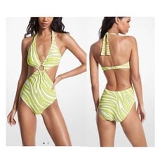 Michael Kors Zebra Print Cutout Swimsuit