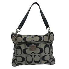 Coach Signature Poppy Metallic Gray & Black Crossbody 18135