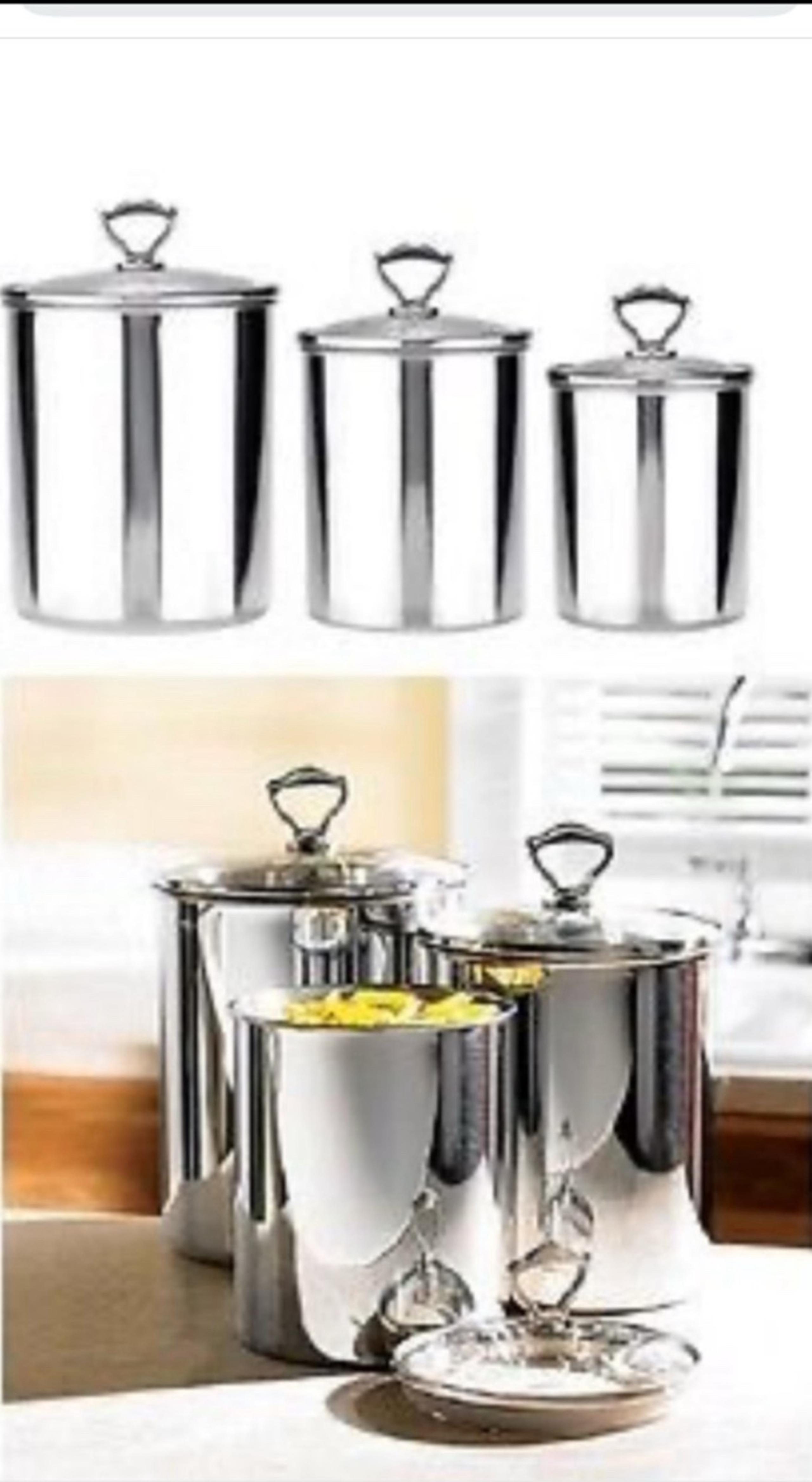 Princess House Canister Set 3 / Botes acero inoxidable Princess House set de 3
