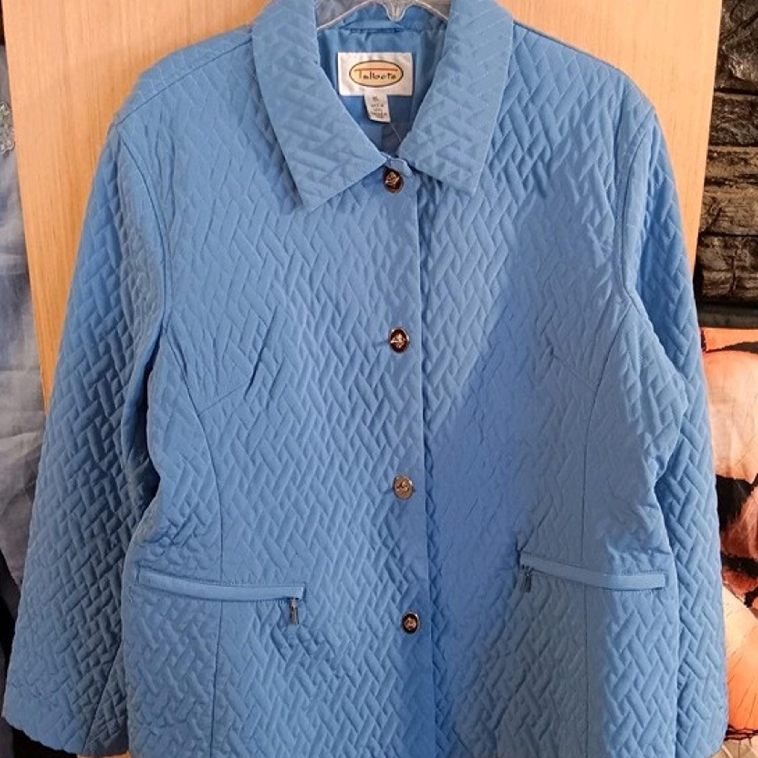TALBOTS Women’s Size XL JACKET Coat Lined Spring Fall Pea Coat Quilted Pale Blue