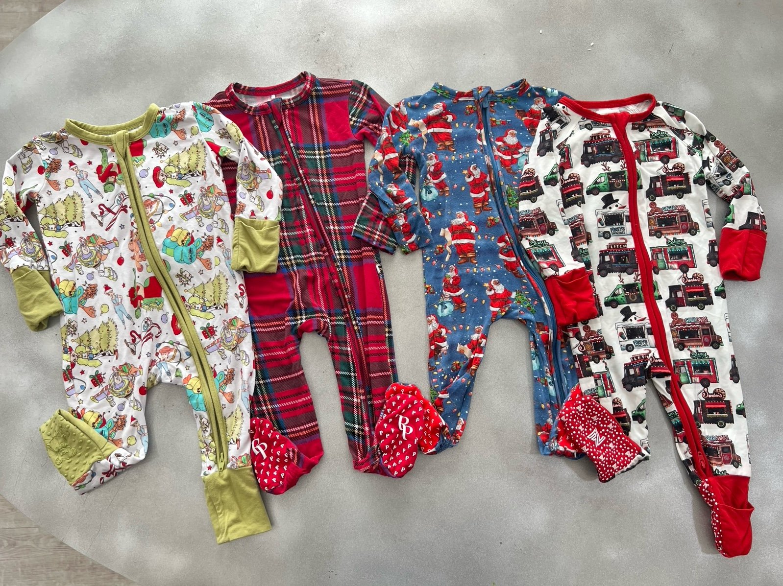 Bundle of 4 Holiday Christmas Bamboo Zippies 3/6 mos Posh Peanut Fletch Charlie'