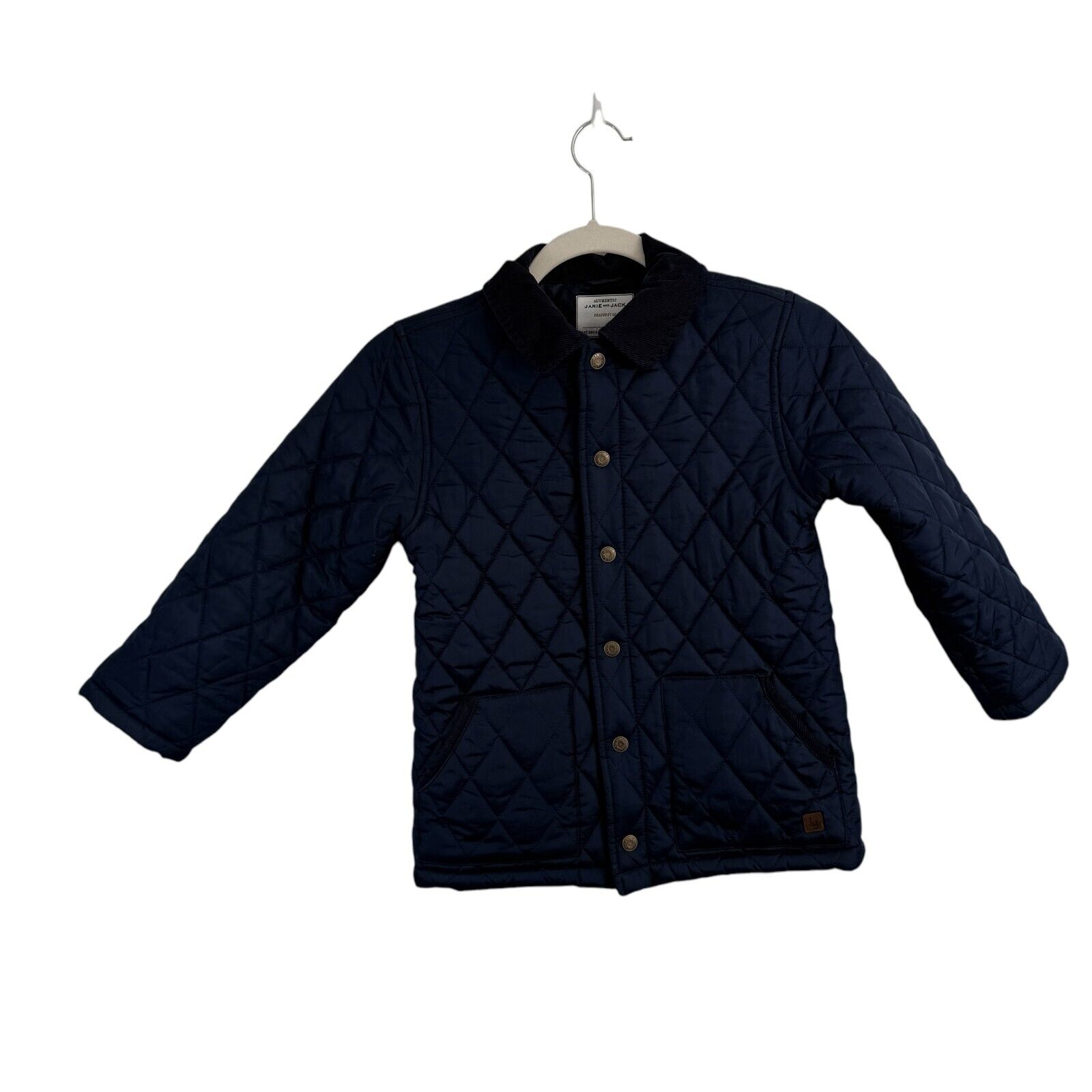 Janie and Jack Navy Blue Quilted Corduroy Chore Barn Coat Boys Youth Size 5-6