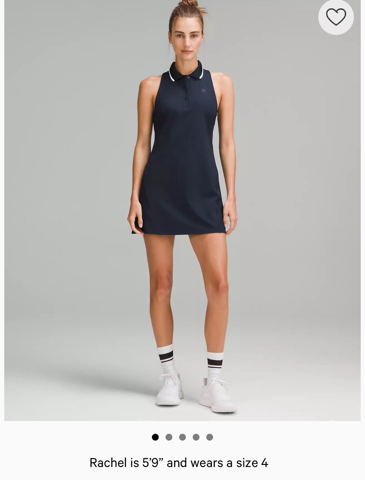 NEW wTag-LULULEMON Navy Blue Lightweight Sleeveless Polo Tennis Dress 8 S15