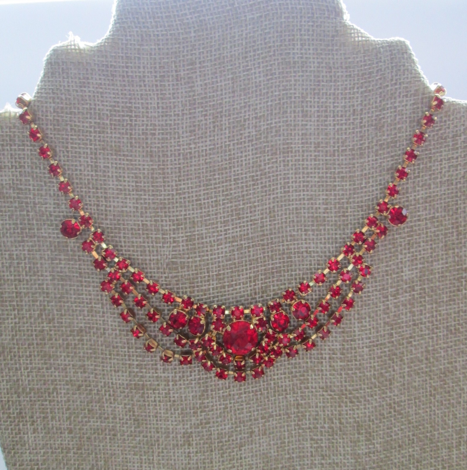Juliana Princess Ruby Red Rhinestone Necklace