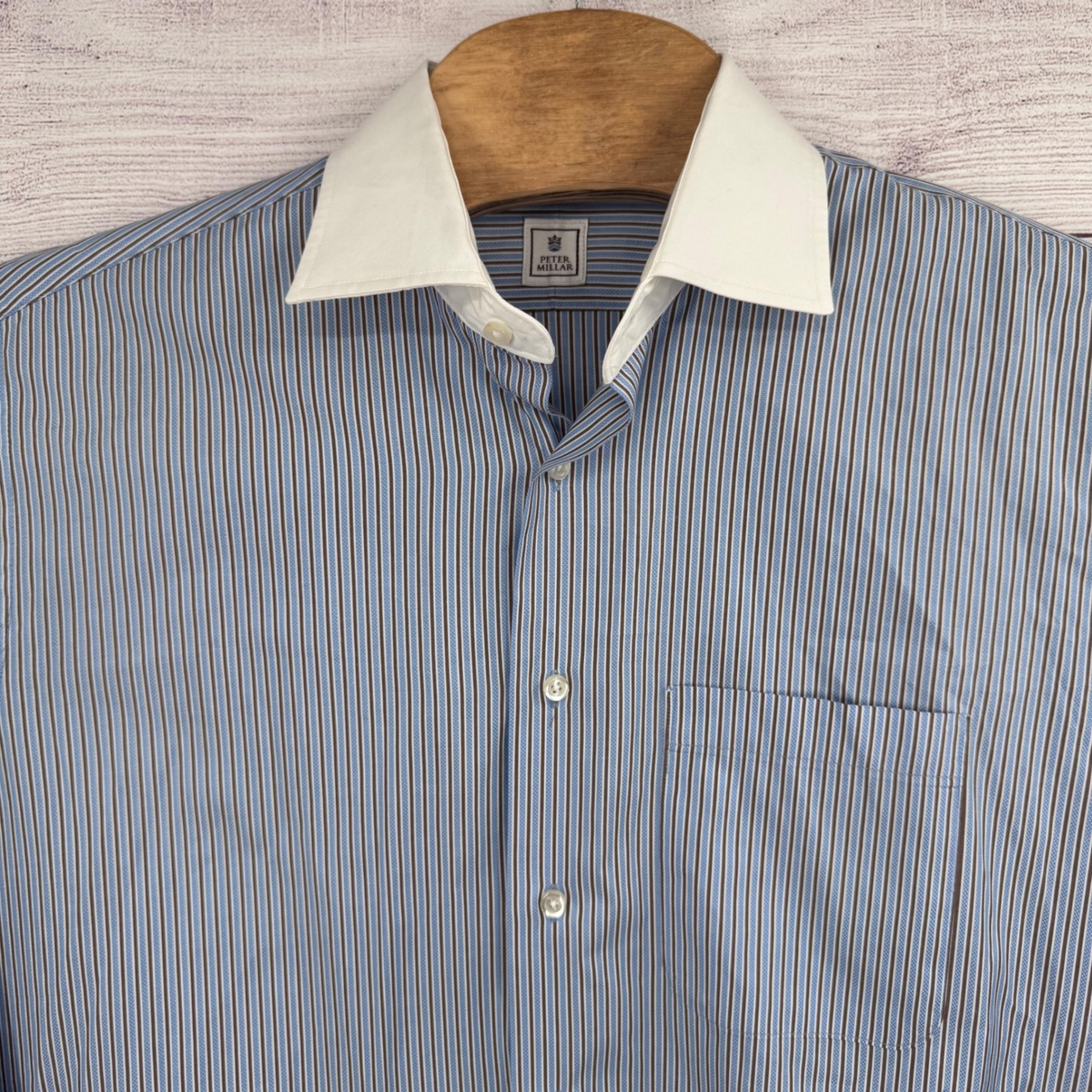 Peter Millar Button Down Shirt Striped  Long Sleeve Dress Shirt Large 16 1/2