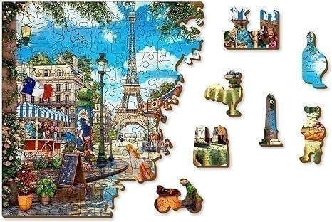 Paris by Night Wooden Jigsaw Puzzle 500 +5 Pieces The Eiffel Tower Landmark