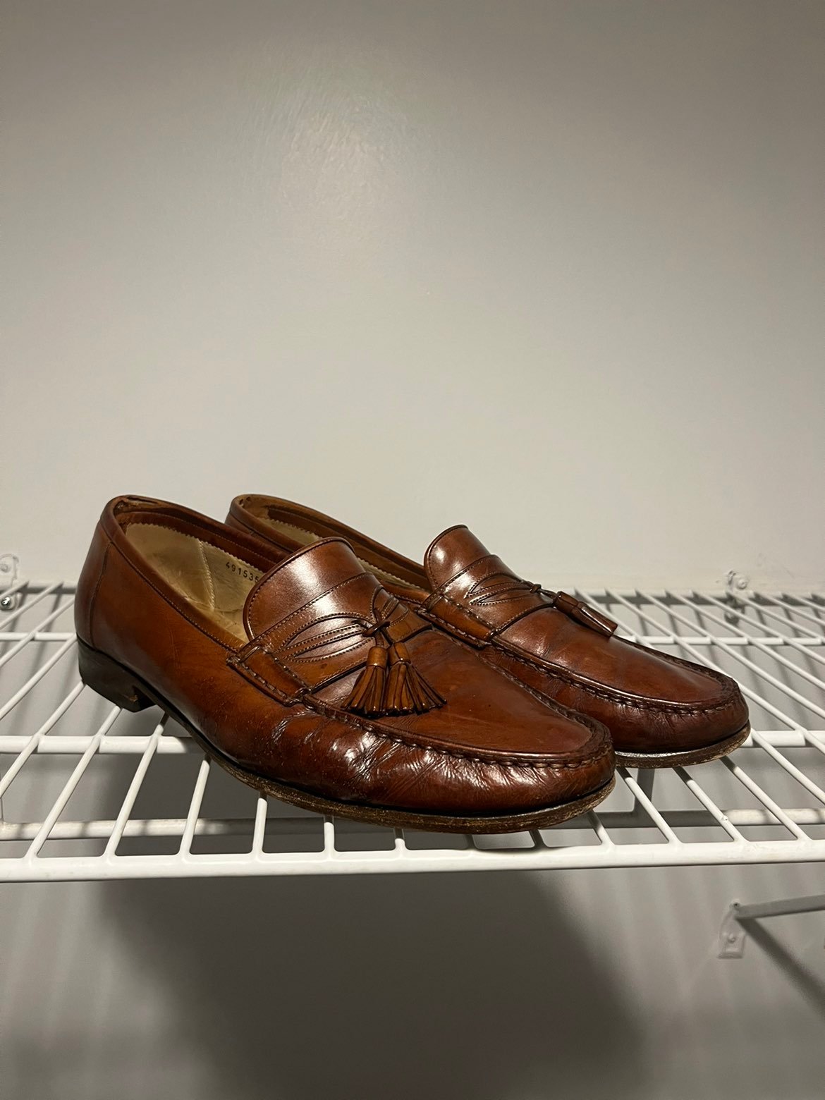 Mens 10 Santoni Leather Tassel Loafer Dressy Casual Shoes