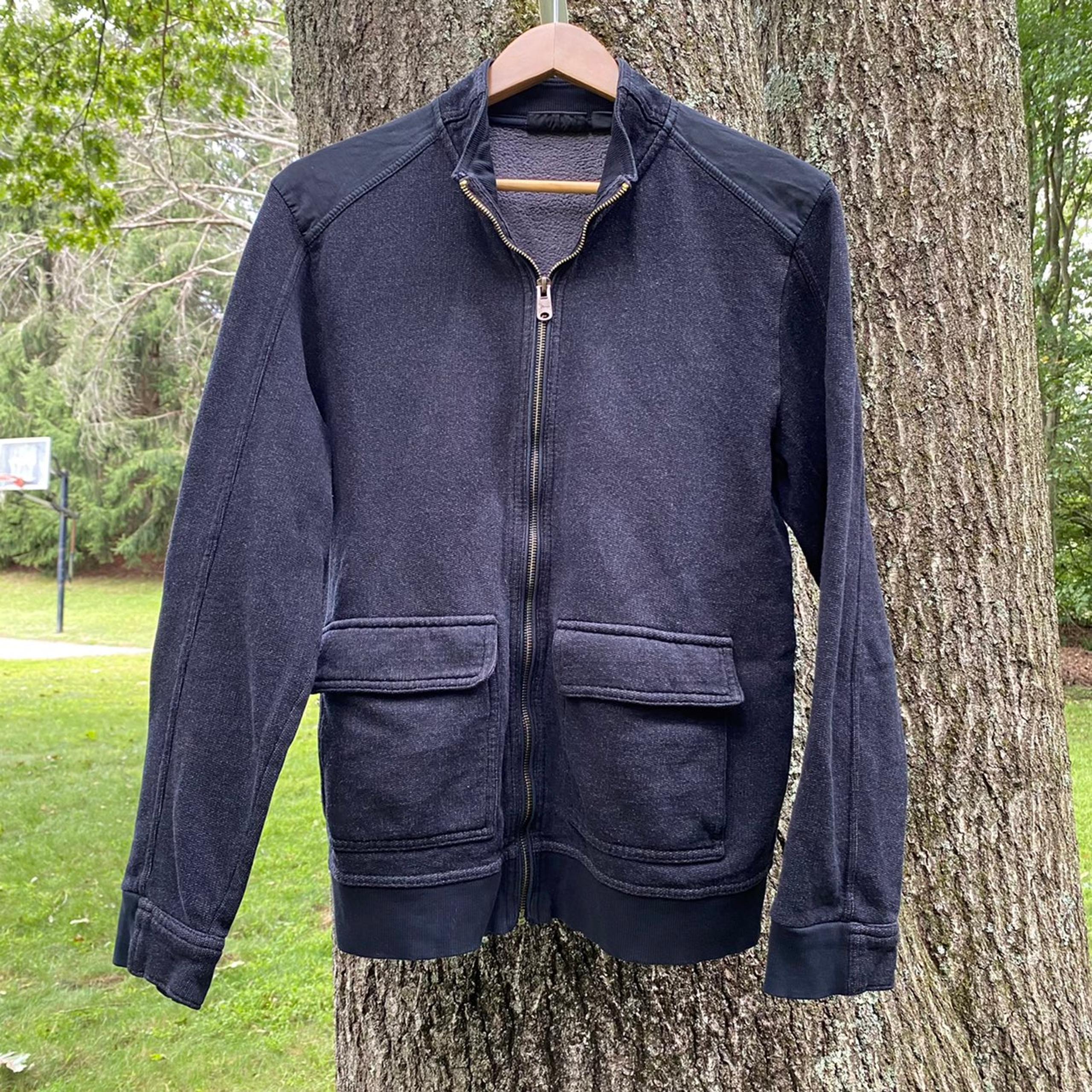 Marc Anthony Mens Full Zip Cotton Blend Black Jacket Size Medium