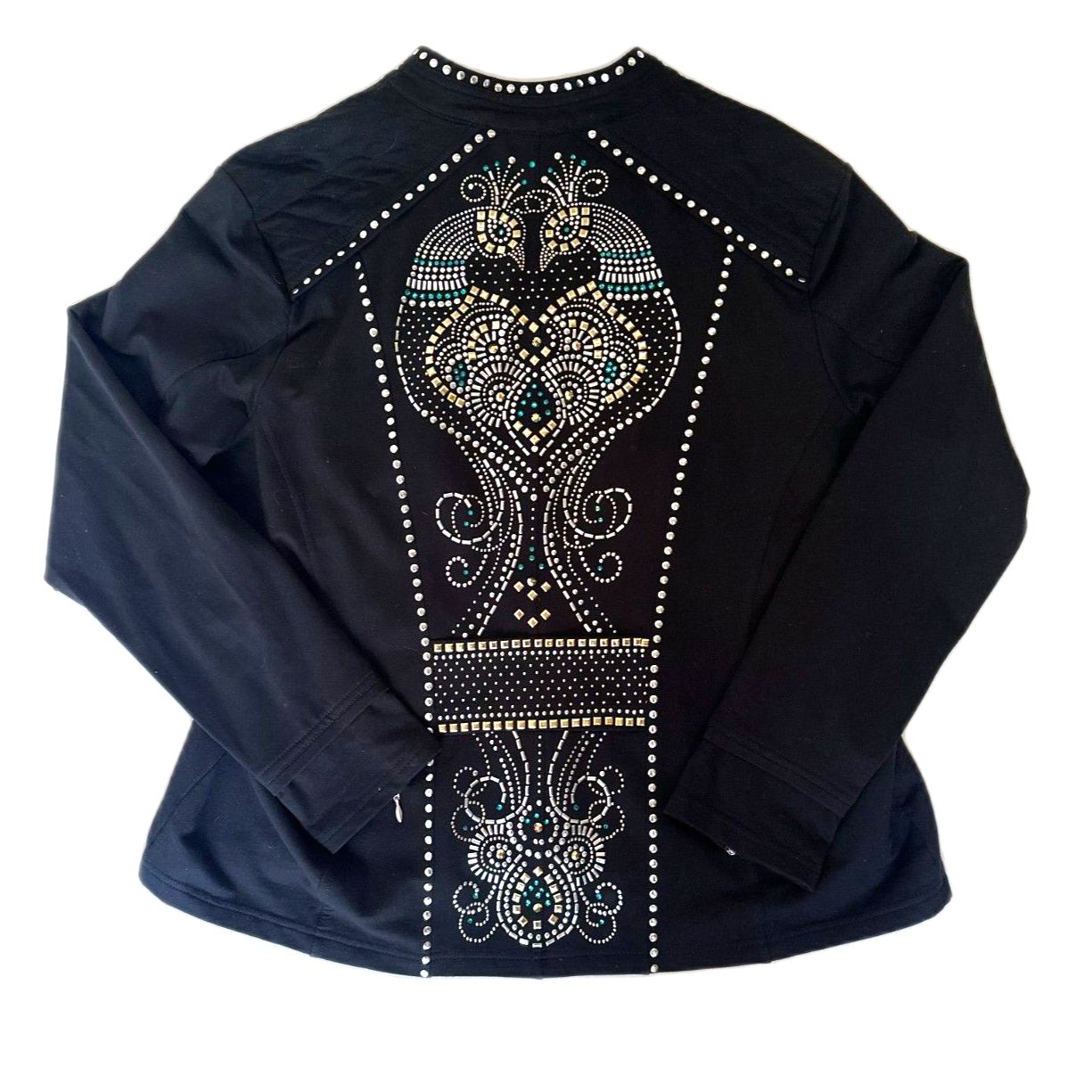 Crystaline by Mango Tango Swarovski Crystal Peacock Motif Western Jacket Size XL