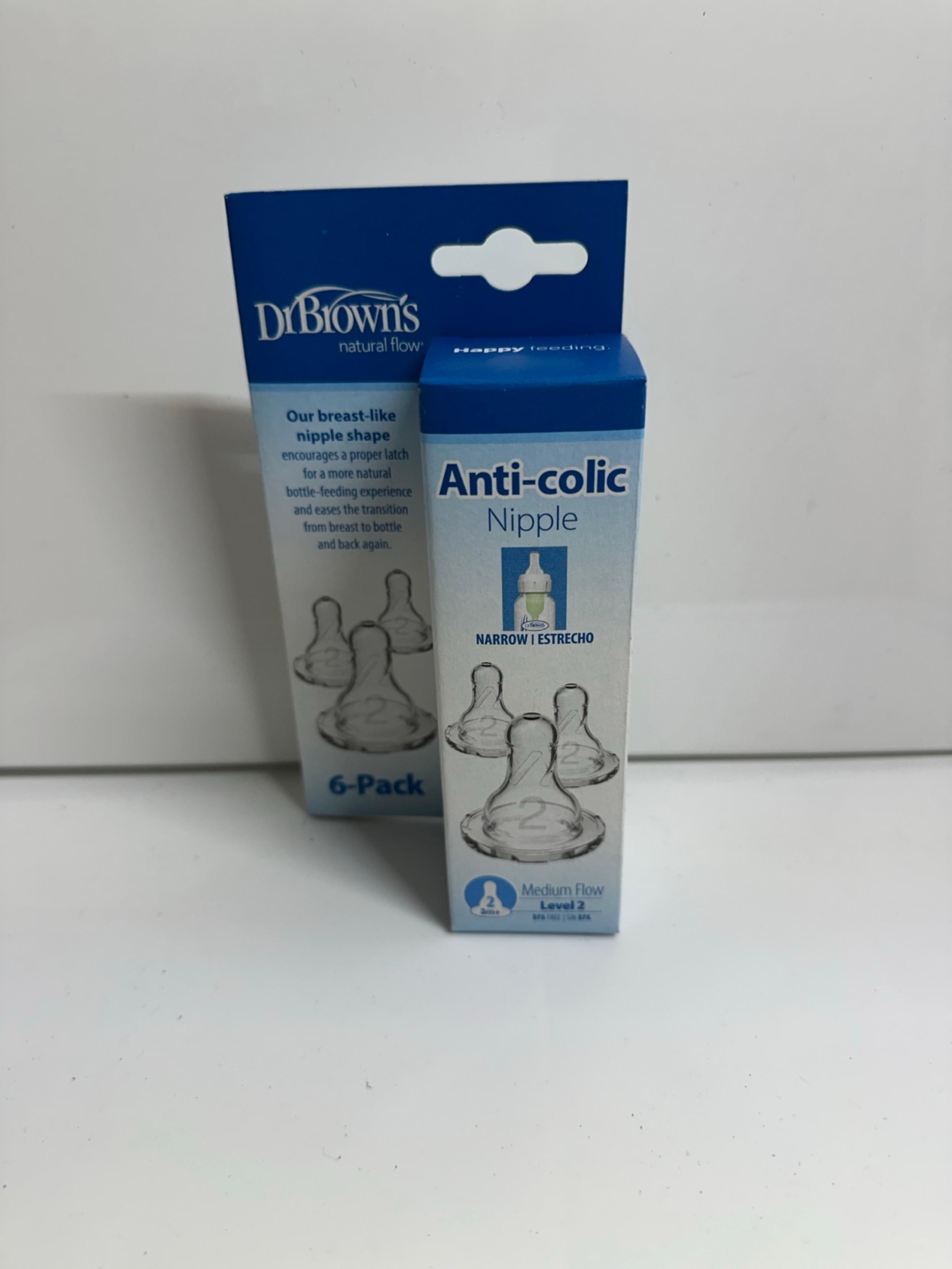 Dr Brown's Anti Colic Baby Bottle Nipple 6 Pack Narrow Level 2 Nipples