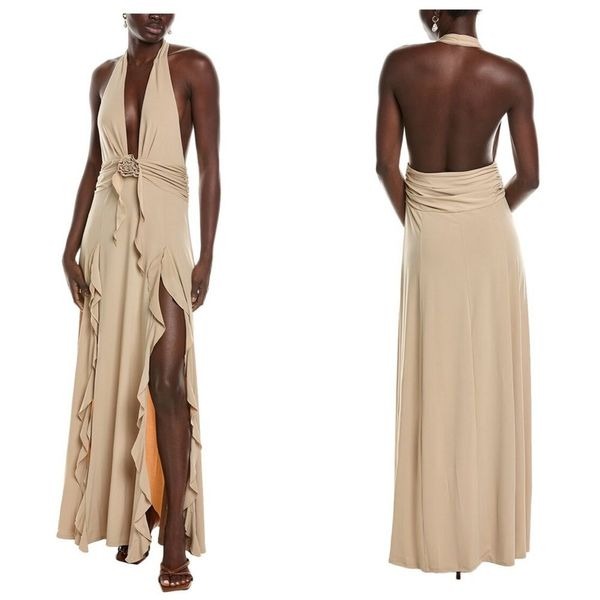NWT WWW Halter Ruffle Maxi Dress Large