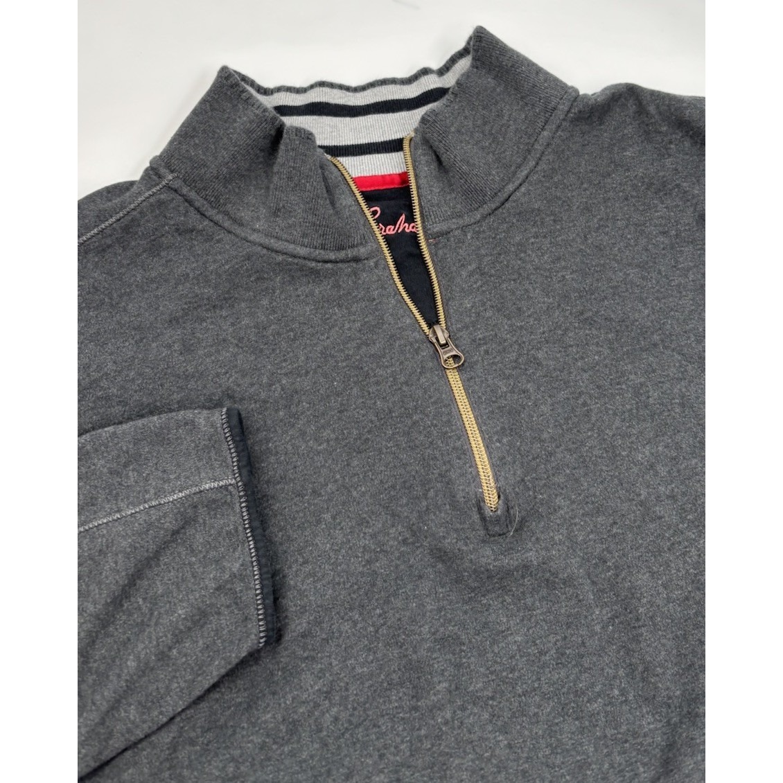 Robert Graham Men's 2XL Gray Cotton Classic Fit Quarter Zip Pullover Sweater
