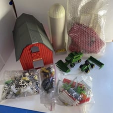 VTG ERTL FarmCountry Barn and Silo Set With Extra Lot Cows;Horses; Hogs; Tractor