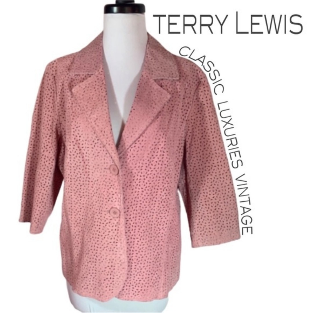 Terry Lewis Classic Luxuries Vintage Pink Suede Blazer Laser Cut Design