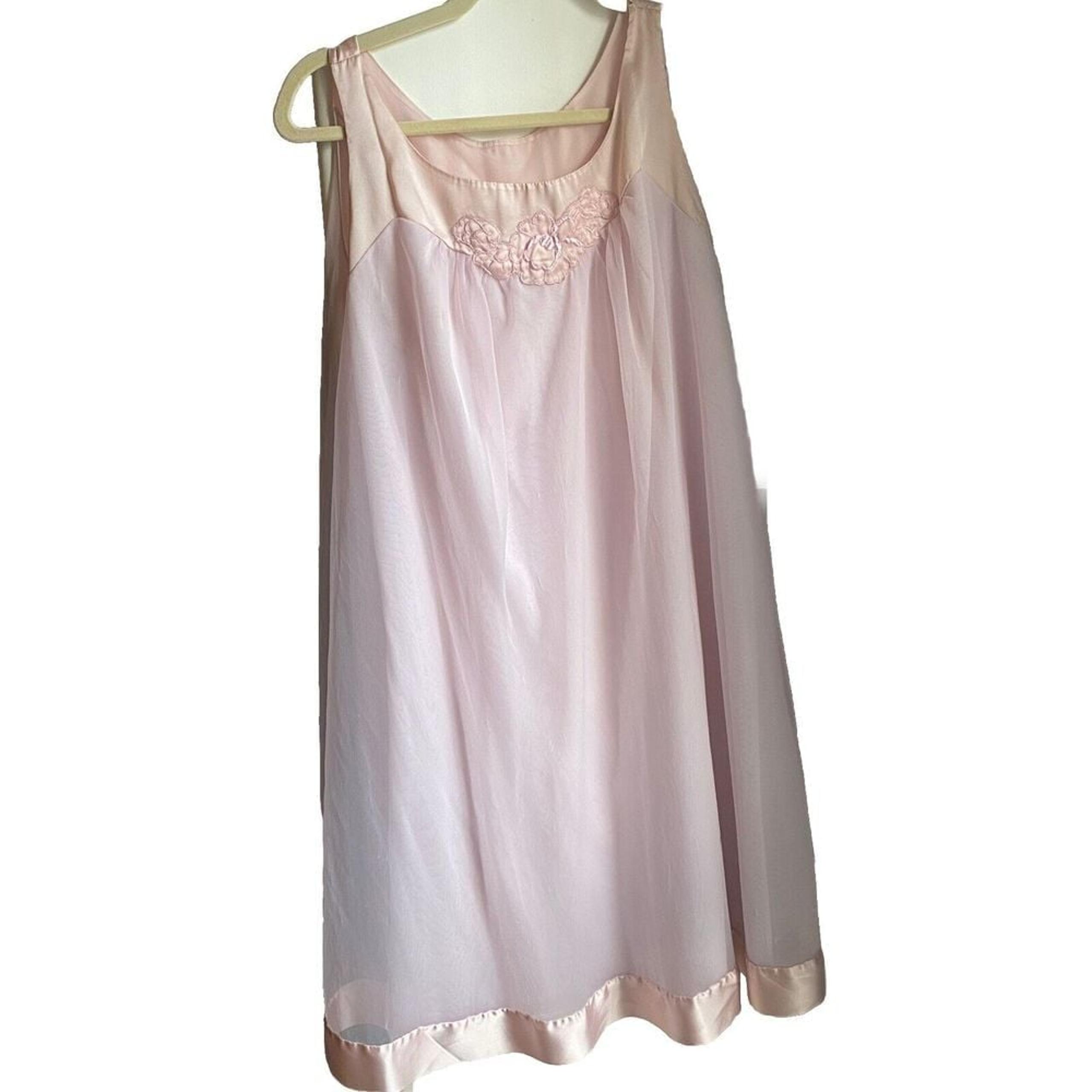 Gossard Artemis Pink 1960s Nightgown Lingerie Chiffon Double Layer Overlay Small