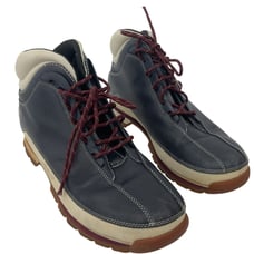 Timberland Leather Gum Sole Hiking Boots Navy Blue/Cream Men's US 10.5
