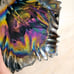 Yalos Casa Murano Glass Black Iridescent Large Leaf Dish Bowl Italy Vintage