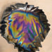 Yalos Casa Murano Glass Black Iridescent Large Leaf Dish Bowl Italy Vintage