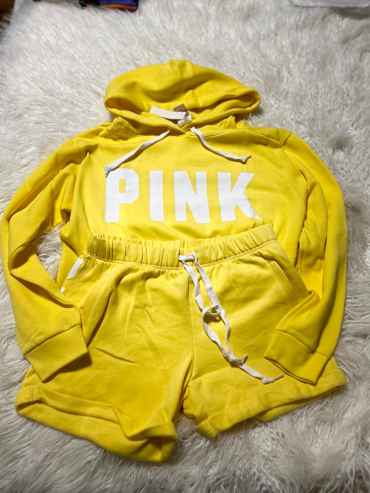 Victoria's Secret Pink Campus Hoodie + Boyfriend Shorts Set Sz M