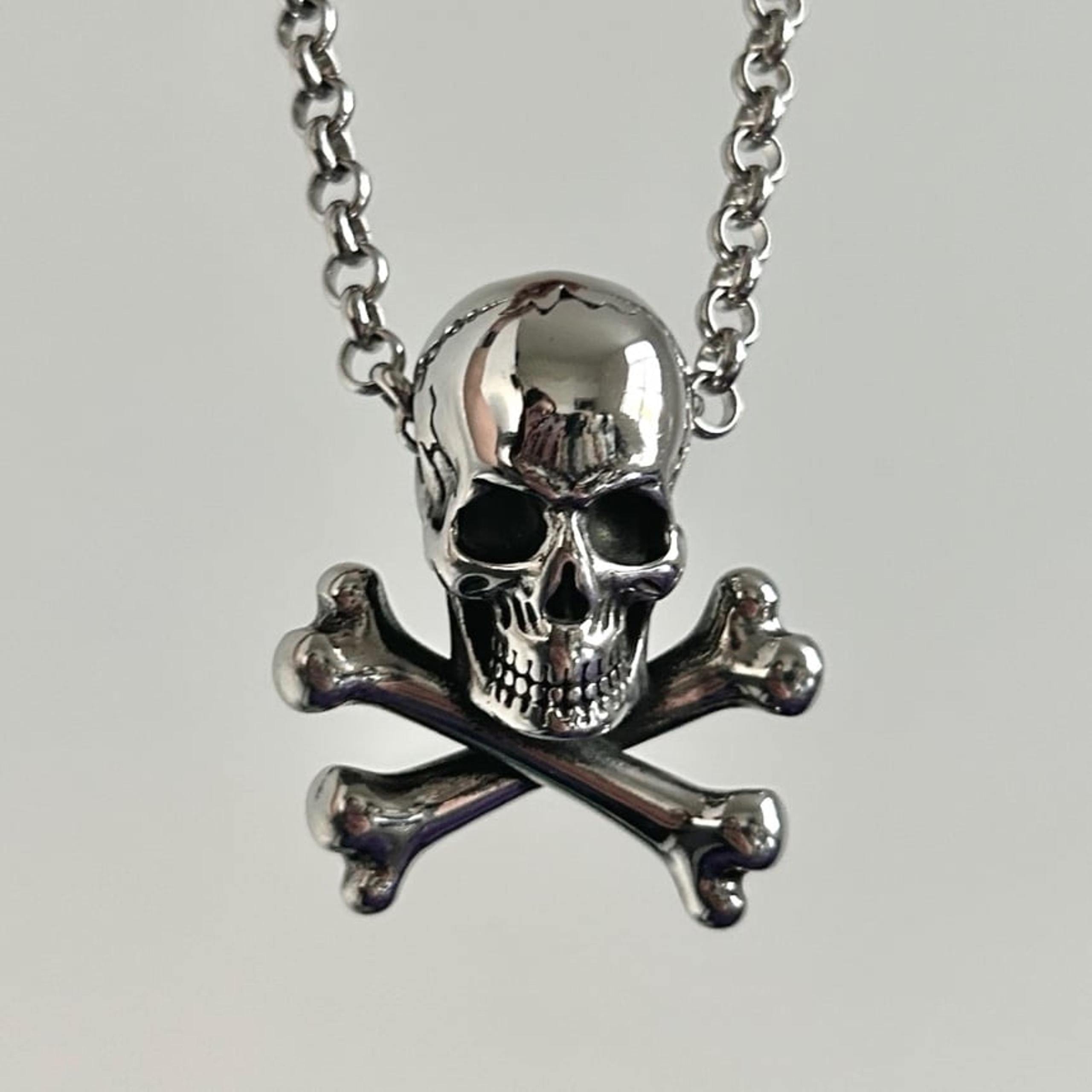 3D stainless steel skull pendant necklace on rolo chain Punk Gothic Y2K Goth