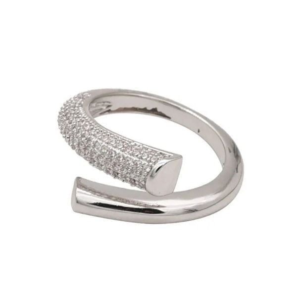 The Epic Bypass ring adjustable in 925 silver and cubic zirconia