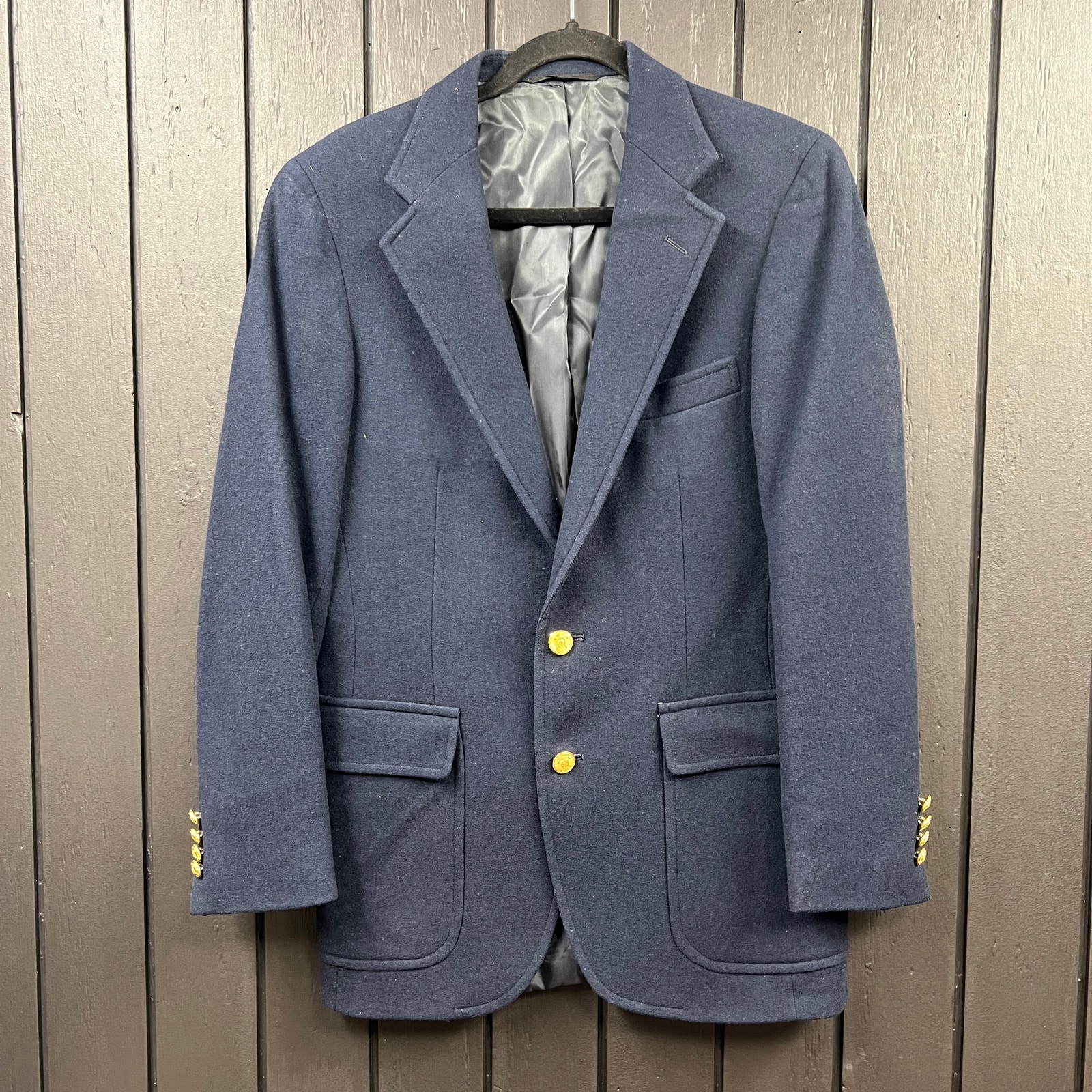 Vtg Polo University Ralph Lauren Nordstrom Blazer Navy Gold Buttons Virgin Wool