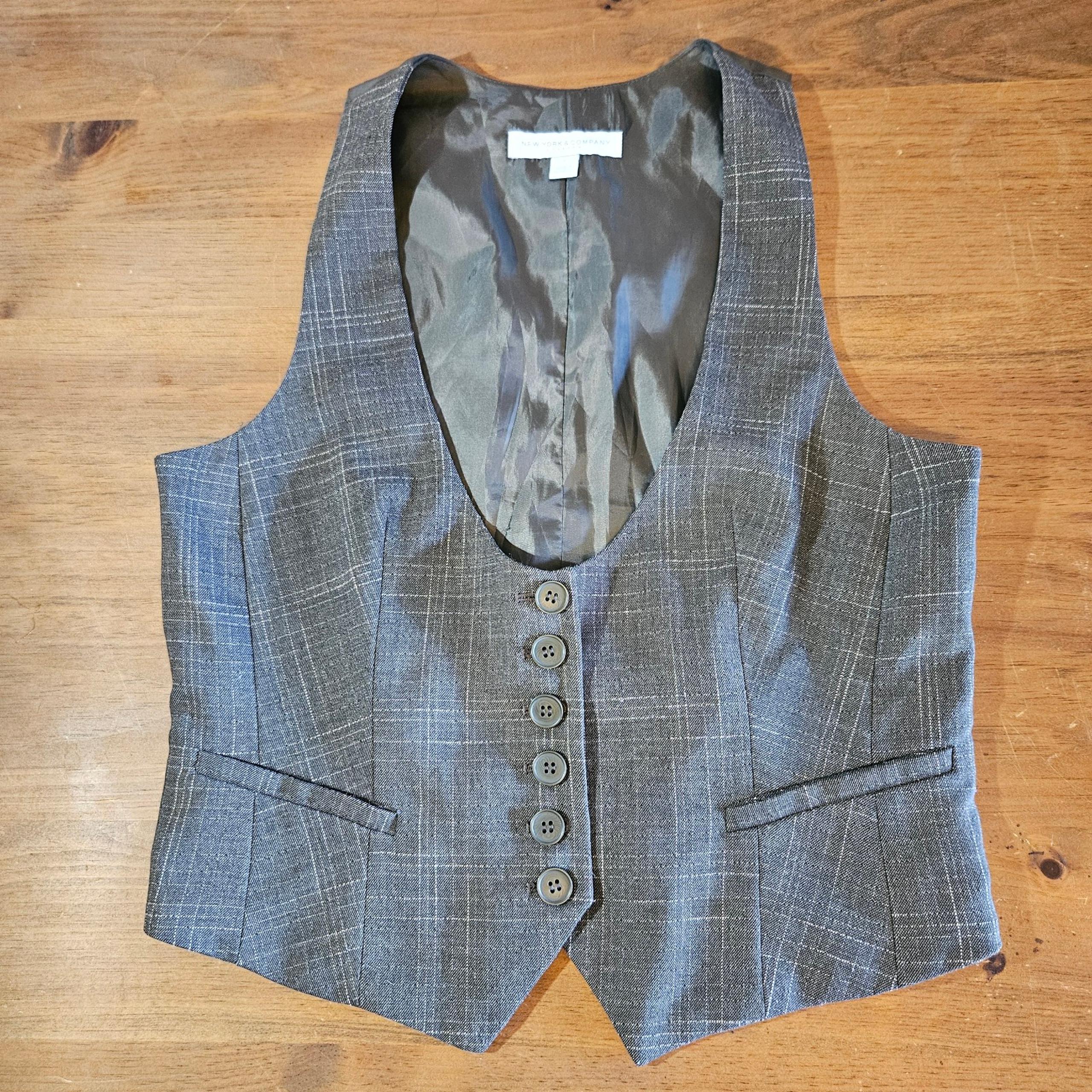 New York & Company Plaid Vest Size 8