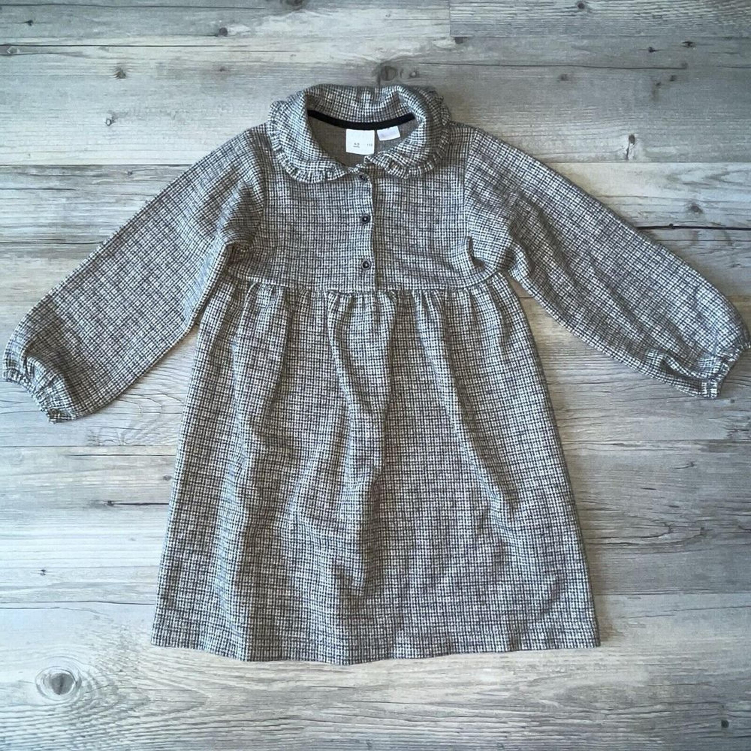Zara Toddler Girls Dress Size 4-5 Brown Plaid Long Sleeve