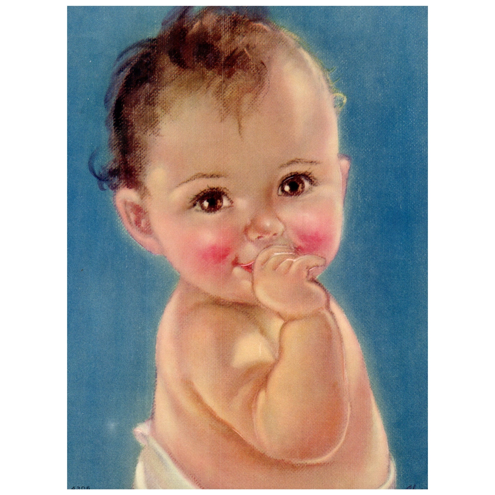 1950s Print EMBOSSED Charlotte Becker - Baby and Thumb ~7.5x10 AC9