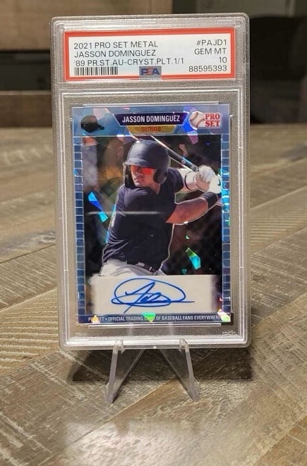 2021 Pro Set Metal Jasson Dominguez Pro Set Auto-Crystal Platinum #1/1 PSA 10