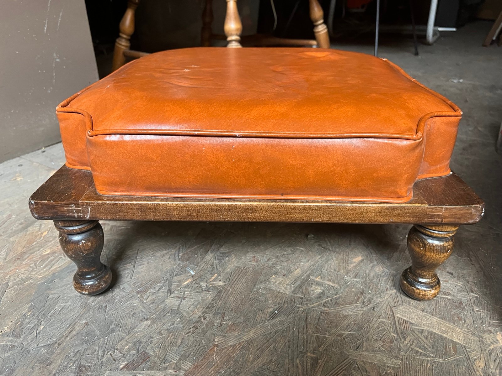 Vintage Ethan Allen Nesting Stacking Foot Stool MCM Wood Vinyl Square Rust Color