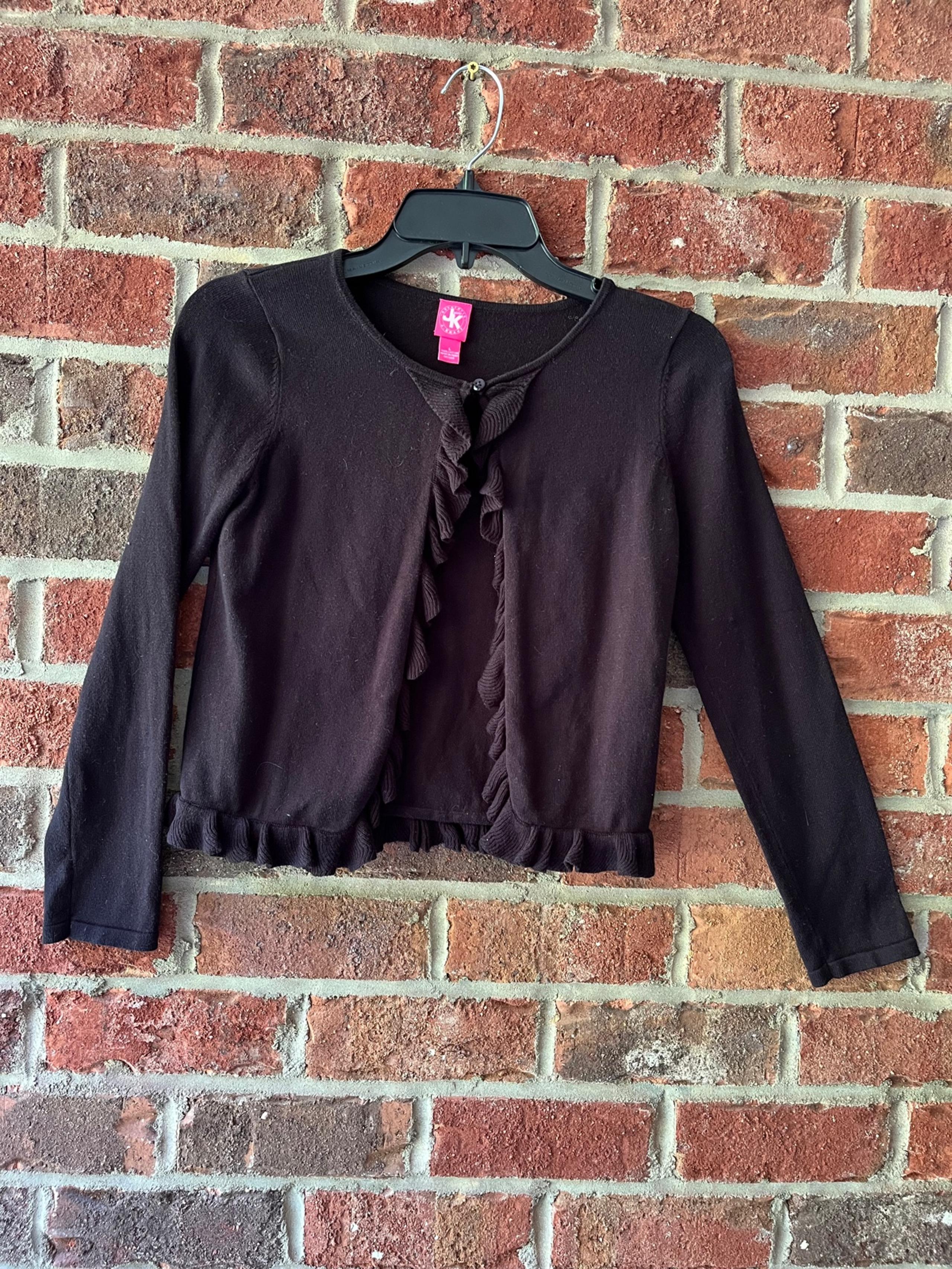 Jk~ Black Ruffle Cardigan~ Size 10/12