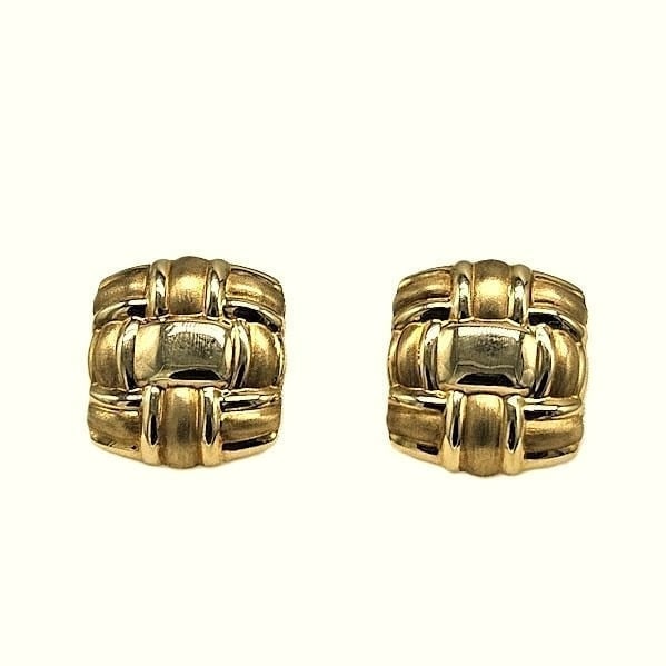 Stylish square estate 14K gold earrings great condition