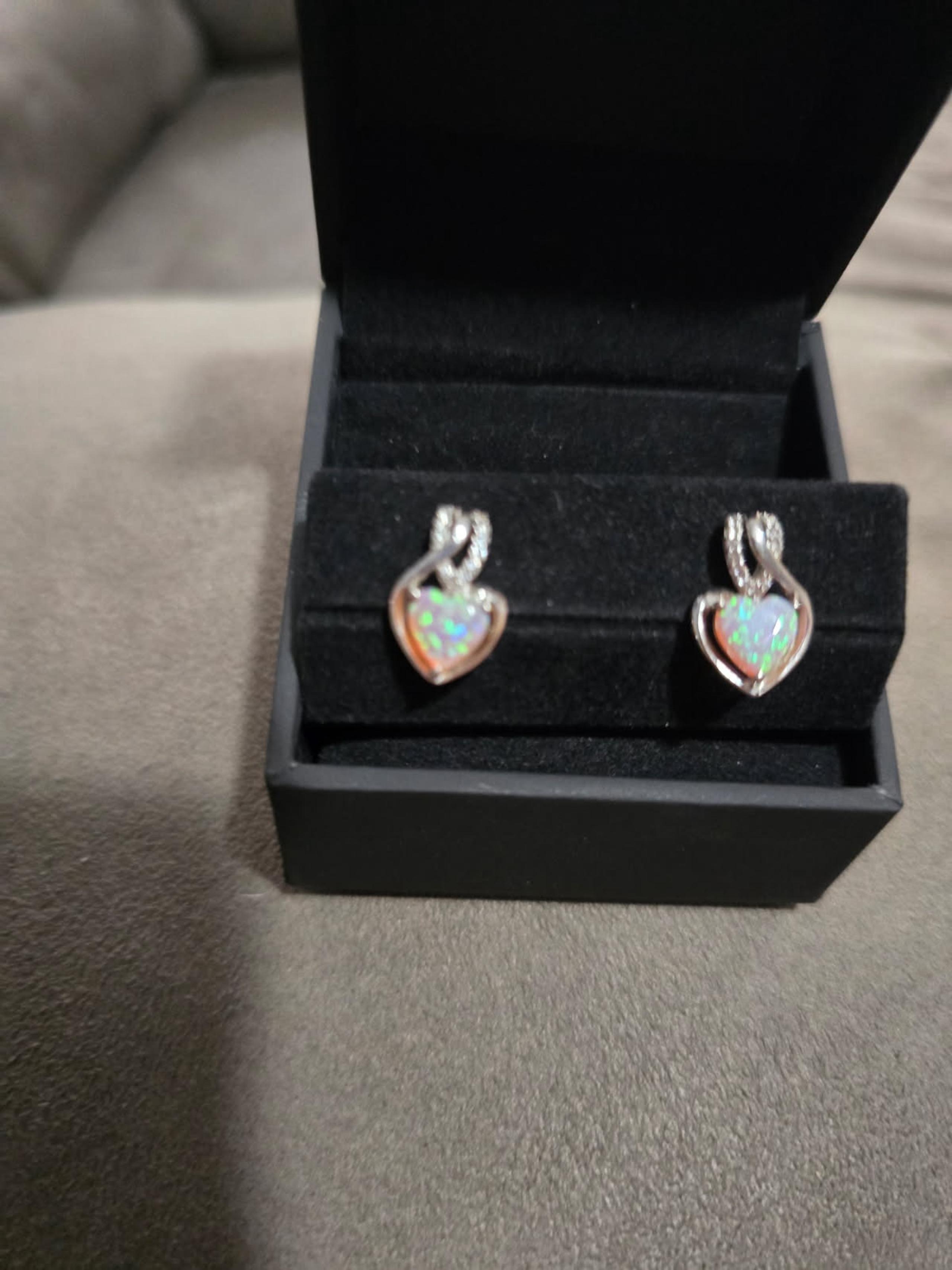 NEW pink heart opal earrings KAY JEWELER