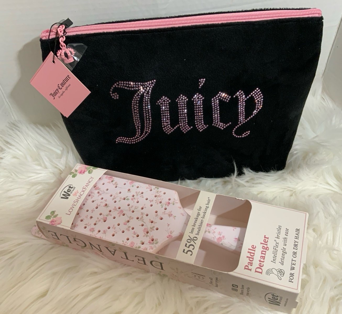 Juicy Couture Velour Black large Cosmetics Makeup Bag