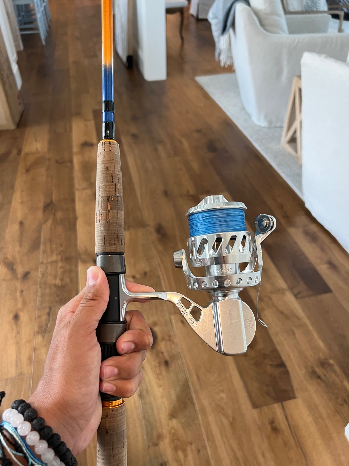 Van staal x2 bailless spinning reel and paired with an rod